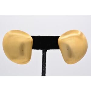 MJ Ent Vintage Earrings Brushed Gold Tone Chunky Matte Textured Signed 80s BinQ